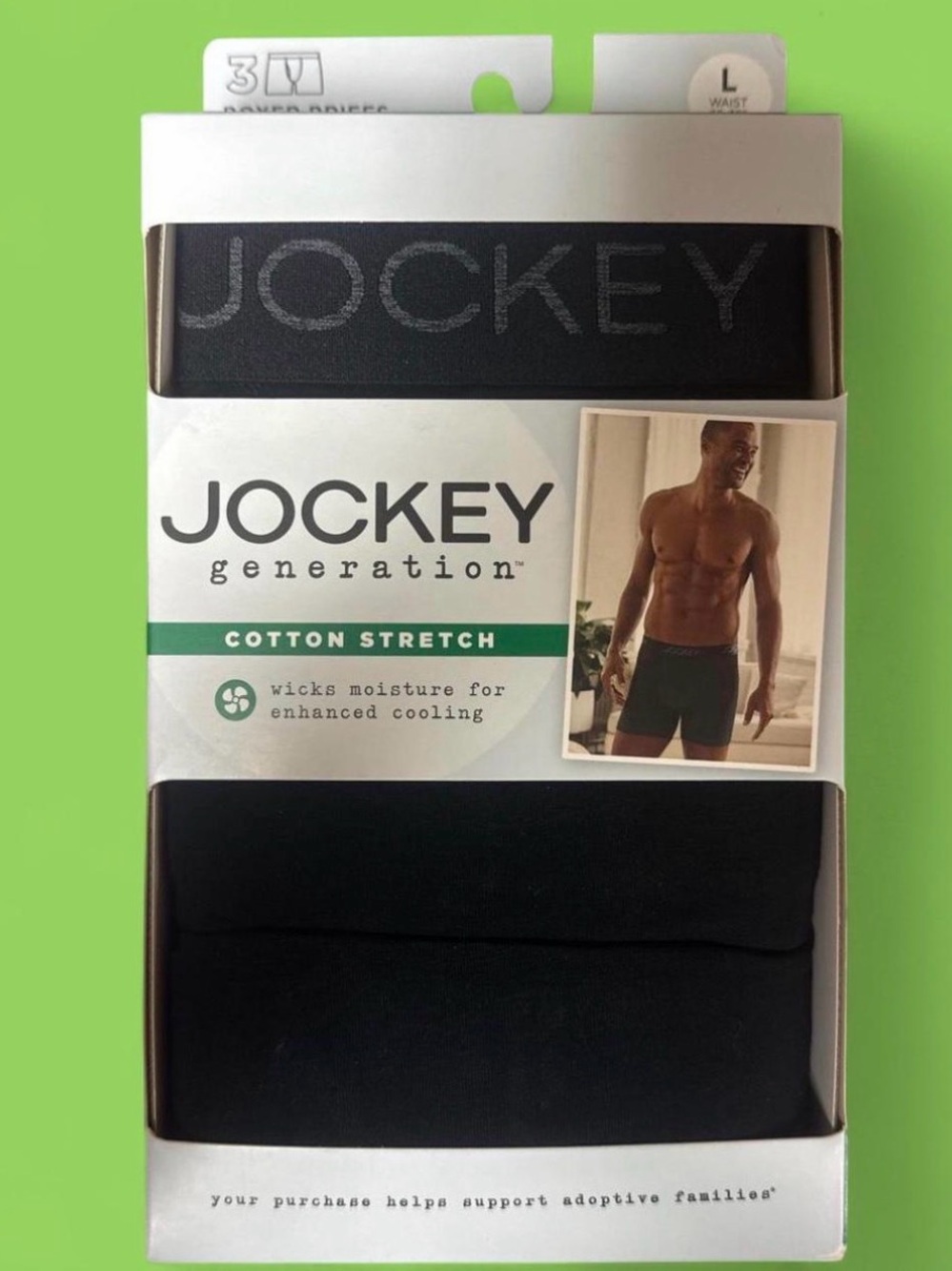 Jockey Black Cotton Stretch Boxer Briefs - 3 Pack - Picture 2 of 3